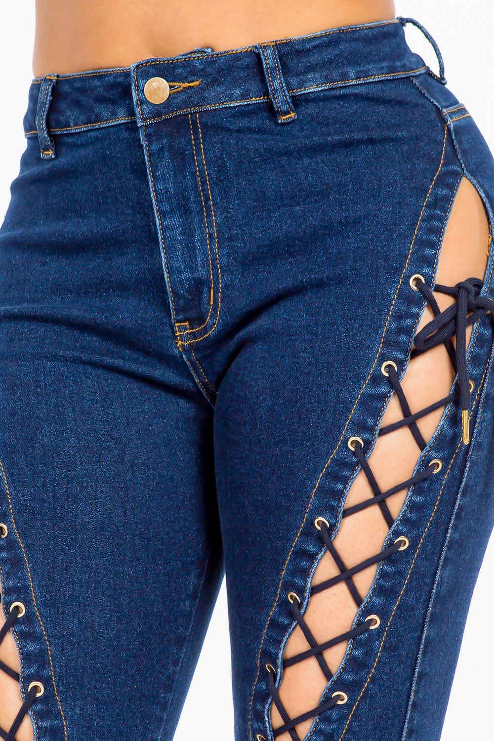 American Bazi High Rise Lace Up Jeans Bottoms American Bazi Bottoms Clothing Ship from USA Women Trendsi https://www.cyberehub.com