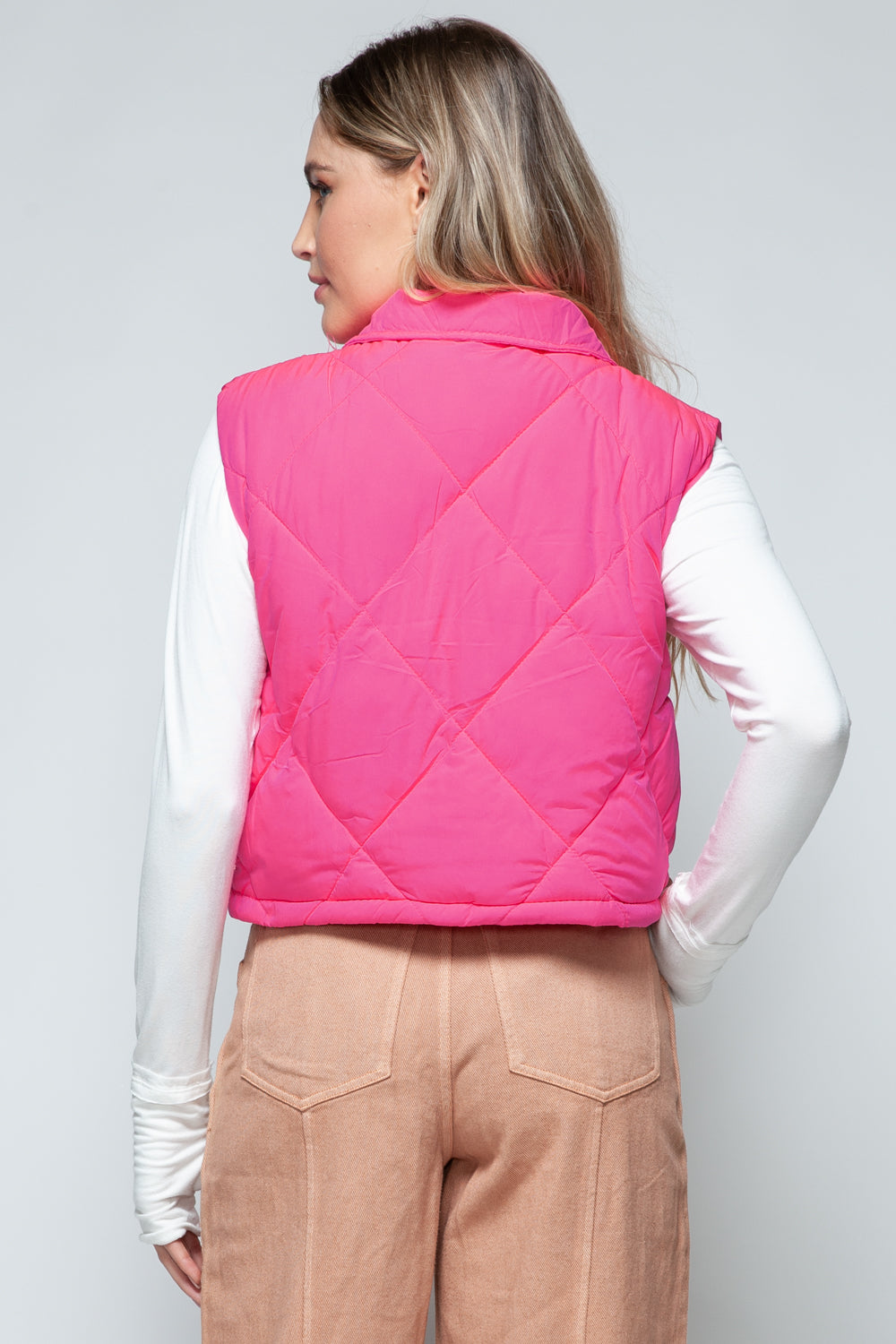 Snobbish Snap Down Quilted Crop Vest Shirt Apparel Clothing Tops Ship from USA Shirts Snobbish USA Women Trendsi https://www.cyberehub.com