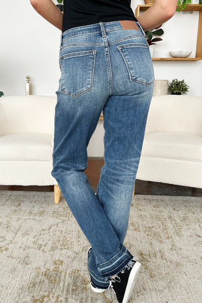 Judy Blue Full Size Mid Rise Release Hem Jeans Bottoms Bottoms Clothing Judy Blue Pants Ship from USA Women Trendsi https://www.cyberehub.com