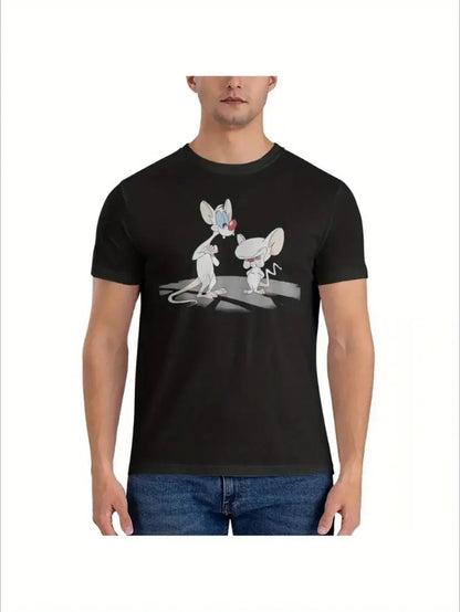 Print T-Shirt Men Pinky And The Brain Novelty Tee Shirt Crew Neck Short Sleeve T Shirts Printed Clothes Apparel/Shirt/Graphic Shirt SNULLO https://www.cyberehub.com