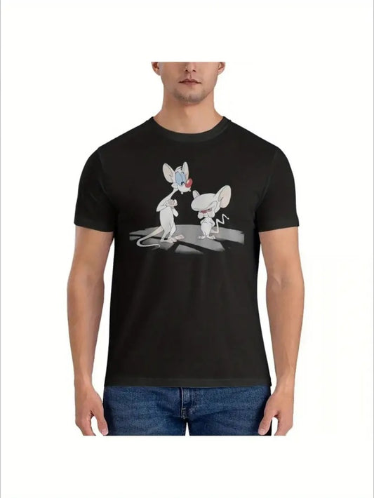 Print T-Shirt Men Pinky And The Brain Novelty Tee Shirt Crew Neck Short Sleeve T Shirts Printed Clothes Apparel/Shirt/Graphic Shirt SNULLO https://www.cyberehub.com