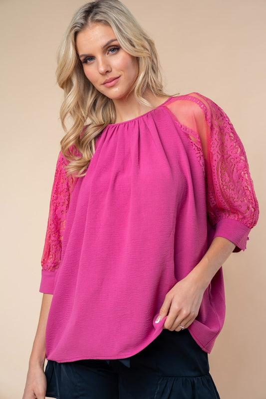 White Birch Round Neck Lace Half Sleeve Blouse Mauve Apparel/Tops Ship from USA TikTok Tops Trendsi USPS Walmart Walmart Apparel White Birch Trendsi https://www.cyberehub.com