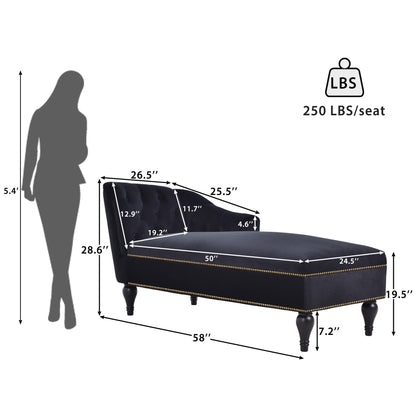 [New+Video] 58''Velvet Chaise Lounge,Button Tufted Right Arm Facing Lounge Chair with Nailhead Trim & Solid Wood Legs for Living Room or Office,Sleeper Lounge Sofa (New style of WF284880AAB) Giga GNJ Home Home & Garden Sofa Walmart Giga https://www.cyberehub.com