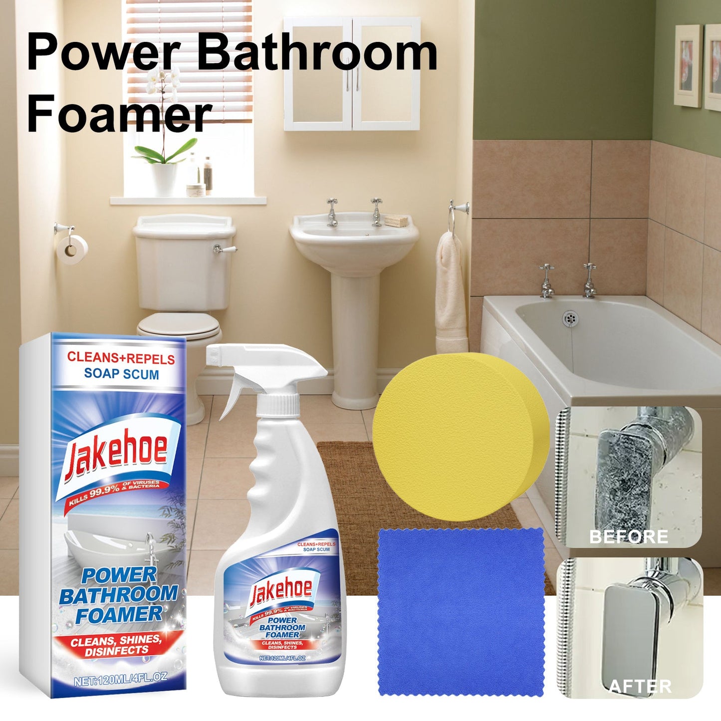 Jakehoe Bathroom Foam Cleaner Toilet, Toilet, Bathtub, Wash Basin, Tile Stain Remover, Descaling Cleaning Spray Home & Garden Health & Beauty Under 10 UniversalMaax https://www.cyberehub.com