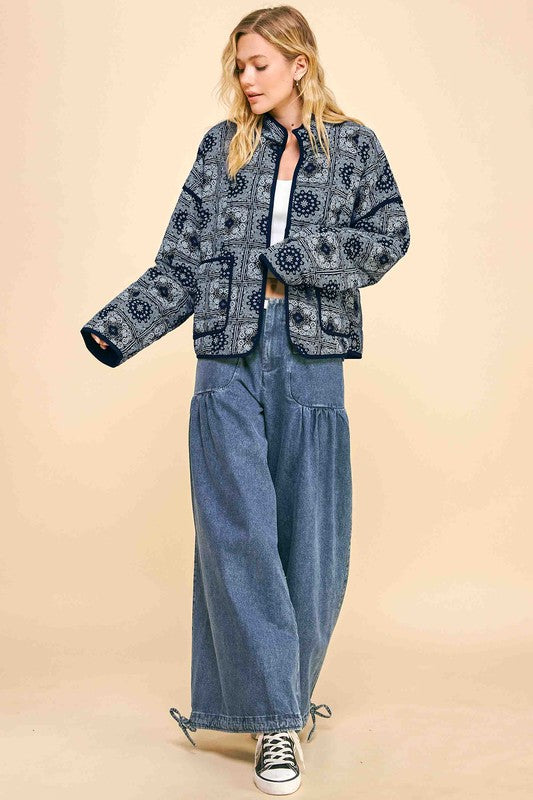 Davi & Dani Vintage Print Open Front Jacket with Pockets Apparel Apparel Davi & Dani Ship from USA TikTok Trendsi Trendsi https://www.cyberehub.com