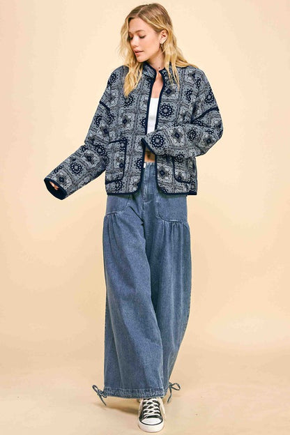 Davi & Dani Vintage Print Open Front Jacket with Pockets Apparel Apparel Davi & Dani Ship from USA TikTok Trendsi Trendsi https://www.cyberehub.com