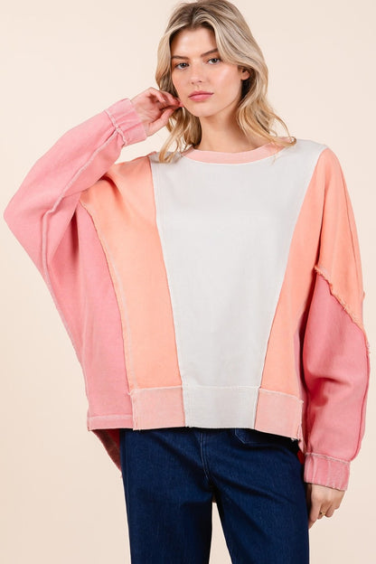 Mittoshop Mineral Wash Color Block Sweatshirt Tops/Jackets/Sweaters Clothing Tops Mittoshop Ship from USA TikTok Trendsi USPS Walmart Trendsi https://www.cyberehub.com
