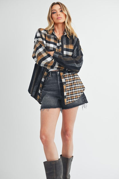 Aem+Co Curved Hem Plaid Button Up Shirt Apparel/Tops Aemi+Co Ship from USA TikTok Tops Trendsi USPS Walmart Walmart Apparel Trendsi https://www.cyberehub.com