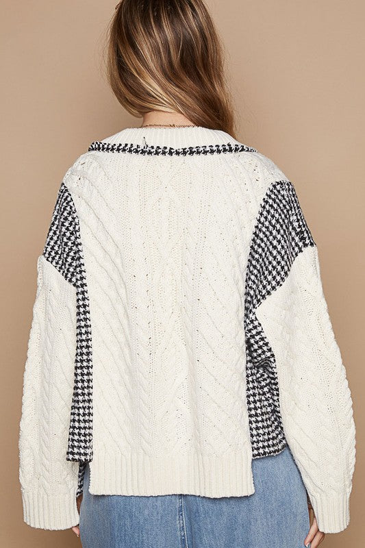 POL Cable-Knit Plaid V-Neck Button Up Cardigan Apparel Apparel POL Ship from USA TikTok Trendsi Trendsi https://www.cyberehub.com
