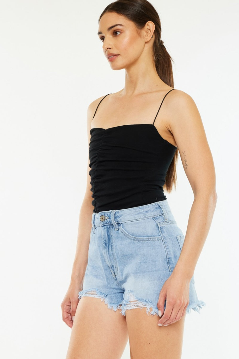 Kancan Raw Hem Distressed High Waist Denim Shorts Bottoms Bottoms Clothing Kancan Ship from USA Women Trendsi https://www.cyberehub.com