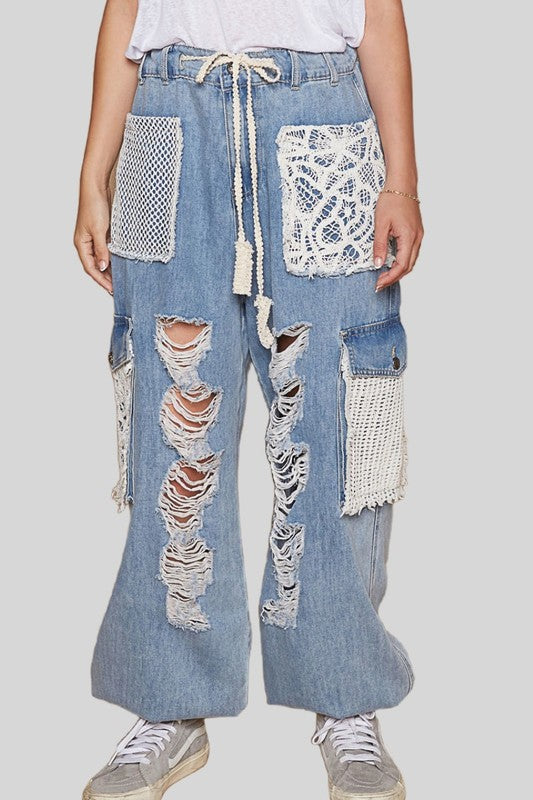 POL Crochet Patch Distressed Washed Jeans Medium Apparel Apparel POL Ship from USA TikTok Trendsi Trendsi https://www.cyberehub.com