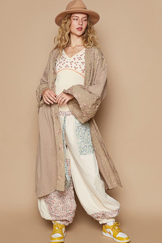 POL Flower Lace Trim Open Front Longline Cardigan Apparel Apparel POL Ship from USA TikTok Trendsi Trendsi https://www.cyberehub.com
