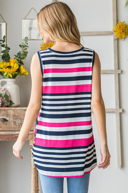 Heimish Full Size Striped Twist Knot Round Neck Tank Apparel/Tops Heimish Ship from USA TikTok Tops Trendsi USPS Walmart Walmart Apparel Trendsi https://www.cyberehub.com