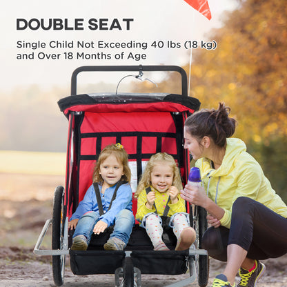 Aosom Elite Three-Wheel Bike Trailer for Kids Bicycle Cart for Two Children with 2 Security Harnesses & Storage, Red Car Giga GNJ Toys Walmart Giga https://www.cyberehub.com