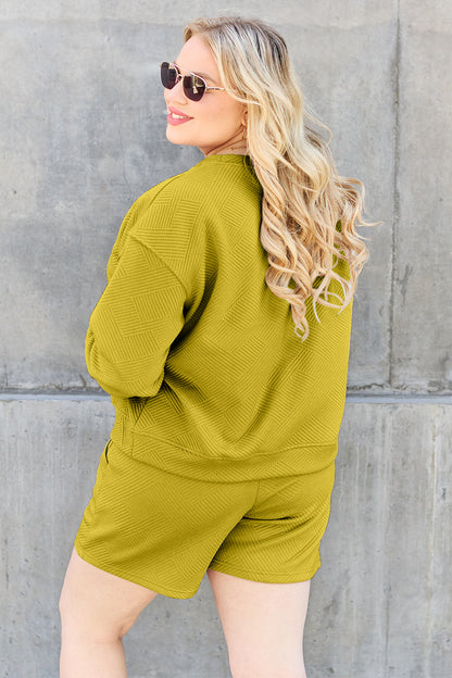 Double Take Full Size Texture Long Sleeve Top and Drawstring Shorts Set Apparel/Tops Double Take Ship from USA TikTok Tops Trendsi USPS Walmart Walmart Apparel Trendsi https://www.cyberehub.com