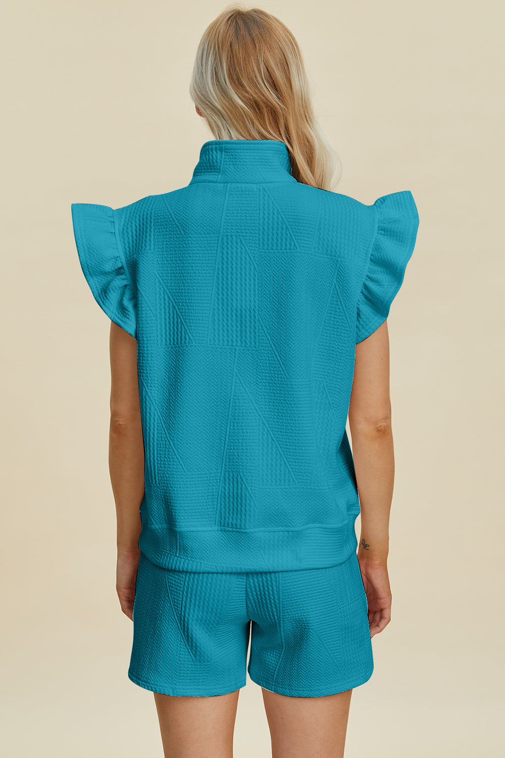 Double Take Full Size Texture Flounce Sleeve Top and Shorts Set Tops/Jackets/Sweaters Clothing Tops Double Take Ship from USA TikTok Trendsi USPS Walmart Trendsi https://www.cyberehub.com