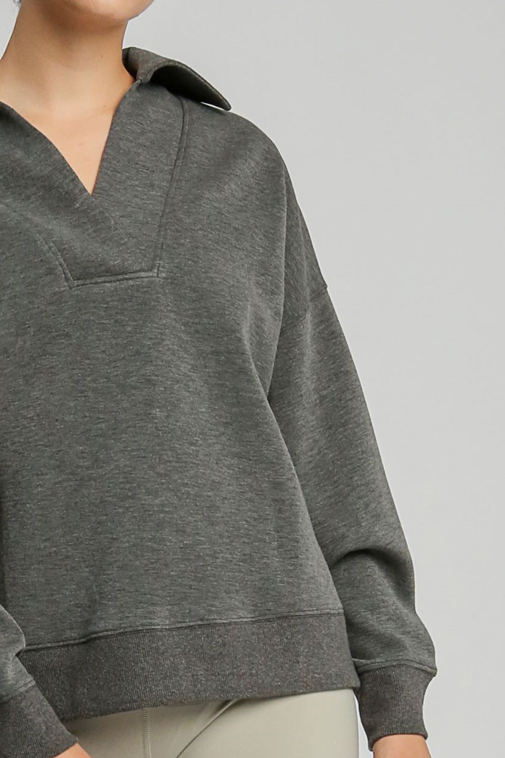Umgee Johnny Collar Dropped Shoulder Sweatshirt Apparel/Tops Ship from USA TikTok Tops Trendsi Umgee USA USPS Walmart Walmart Apparel Trendsi https://www.cyberehub.com