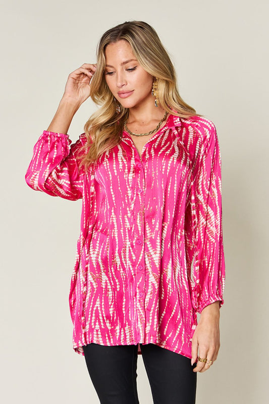 Double Take Full Size Printed Button Up Long Sleeve Shirt Hot Pink Apparel/Tops Double Take Ship from USA TikTok Tops Trendsi USPS Walmart Walmart Apparel Trendsi https://www.cyberehub.com