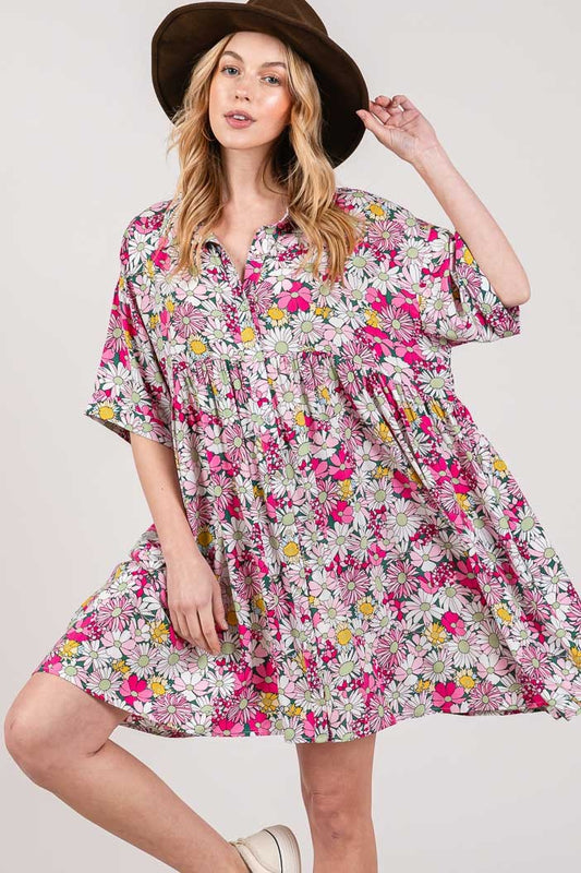 SAGE + FIG Floral Button Down Mini Shirt Dress Multi Apparel/Dress Dress SAGE+FIG Ship from USA TikTok Trendsi USPS Walmart Walmart Apparel Trendsi https://www.cyberehub.com