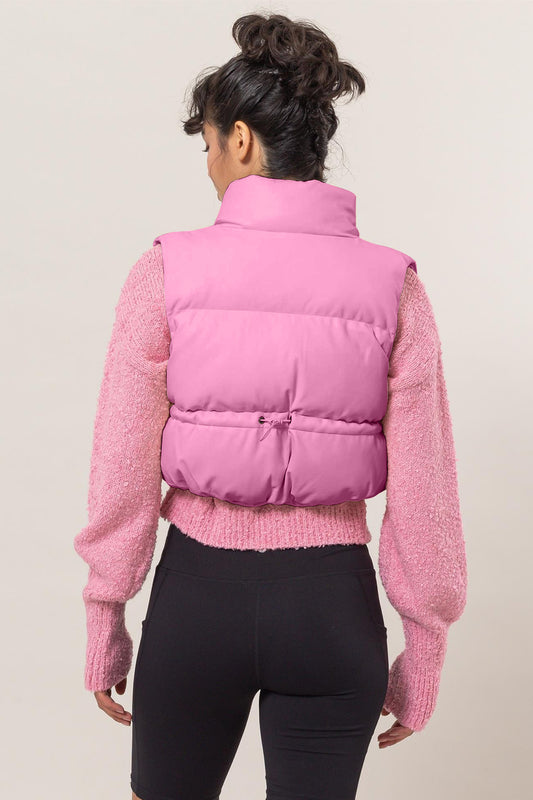 HYFVE Leather Zip Up Cropped Puffer Vest Shirt Apparel Clothing Tops HYFVE Ship from USA Shirts USA Women Trendsi https://www.cyberehub.com