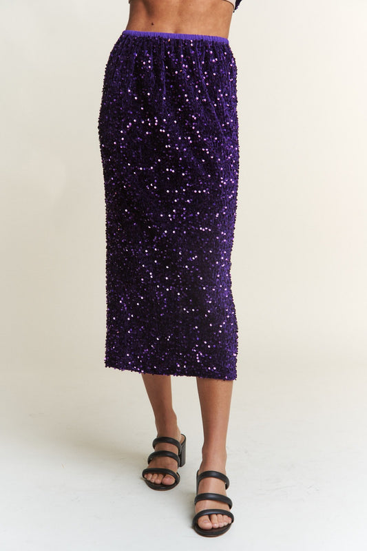 J.NNA Sequin Back Slit Midi Skirt Royal Purple Bottoms Bottoms Clothing J.NNA Ship from USA Women Trendsi https://www.cyberehub.com