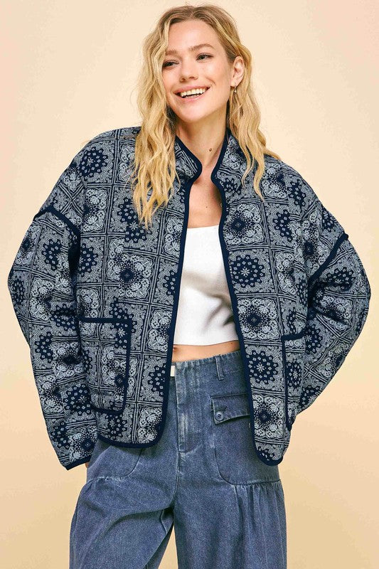 Davi & Dani Vintage Print Open Front Jacket with Pockets Apparel Apparel Davi & Dani Ship from USA TikTok Trendsi Trendsi https://www.cyberehub.com