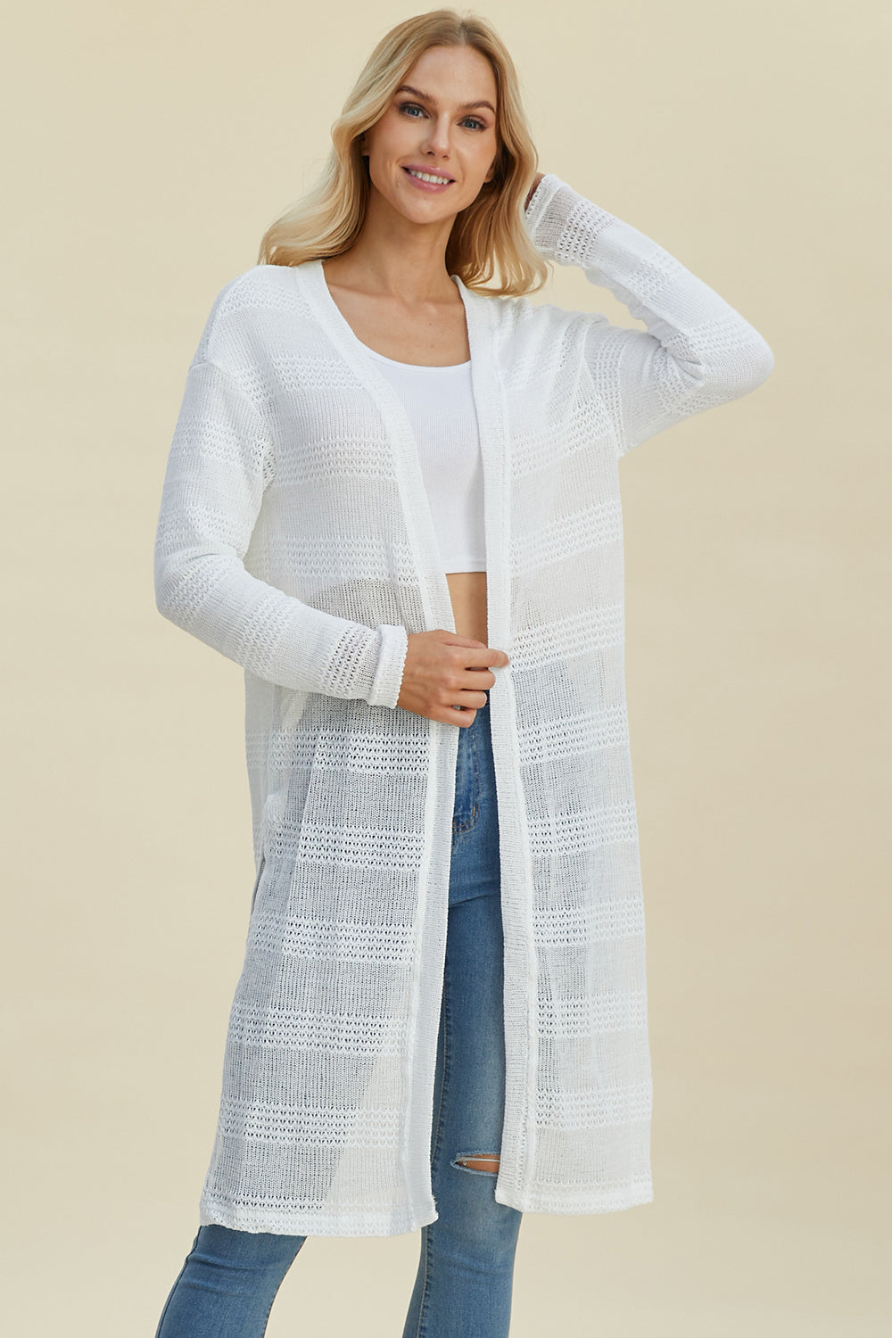 Double Take Full Size Open Front Longline Cardigan Shirt Apparel Clothing Tops Double Take Ship from USA Shirts USA Women Trendsi https://www.cyberehub.com