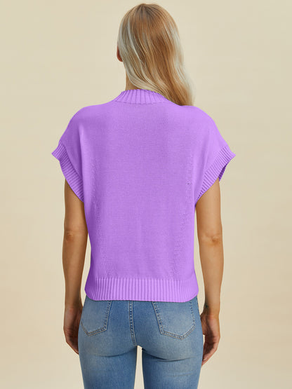 Double Take Full Size Mock Neck Short Sleeve Sweater Shirt Apparel Clothing Tops Double Take Ship from USA Shirts USA Women Trendsi https://www.cyberehub.com