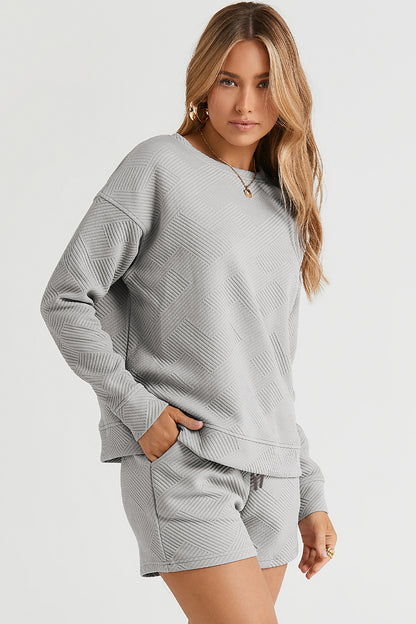 Double Take Full Size Texture Long Sleeve Top and Drawstring Shorts Set Apparel/Tops Double Take Ship from USA TikTok Tops Trendsi USPS Walmart Walmart Apparel Trendsi https://www.cyberehub.com