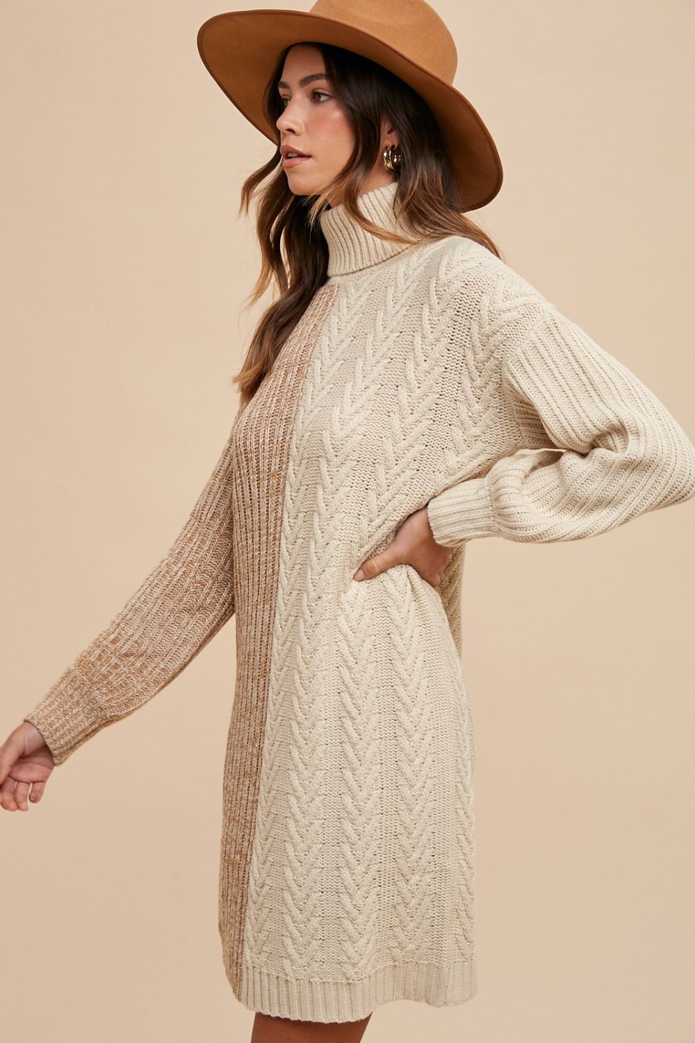 Annie Wear Color Block Turtleneck Sweater Dress Apparel Annie Wear Apparel Ship from USA TikTok Trendsi Trendsi https://www.cyberehub.com