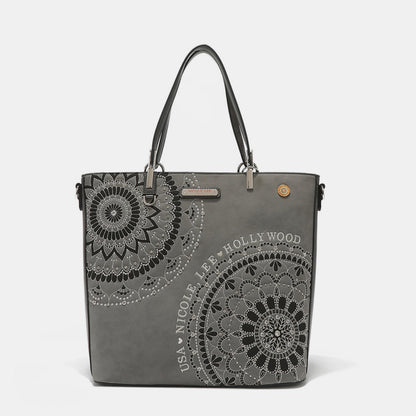 Nicole Lee USA Metallic Stitching Embroidery Inlaid Rhinestone Tote Bag Gray One Size Nicole Lee USA Ship from USA TikTok USA Trendsi https://www.cyberehub.com