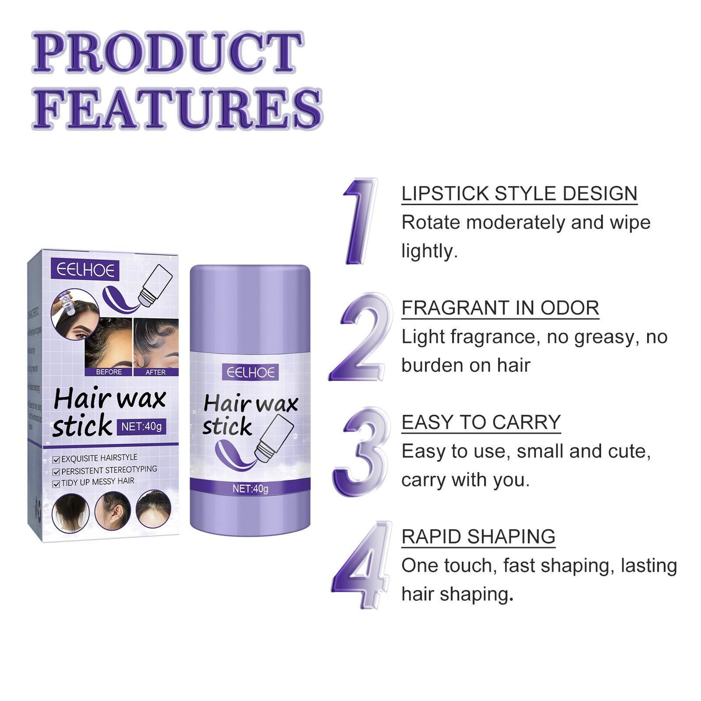 EELHOE Hair Wax Stick Broken Hair Polishing Hair Wax Stick Small Broken Hair Hair Finishing Broken Hair Styling Cream Haircare Gel Haircare Health Beauty CJ USa USPS Muqe https://www.cyberehub.com