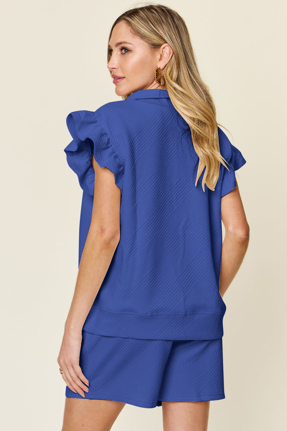 Double Take Full Size Texture Flounce Sleeve Top and Drawstring Shorts Set Apparel/Tops Double Take Ship from USA TikTok Tops Trendsi USPS Walmart Walmart Apparel Trendsi https://www.cyberehub.com