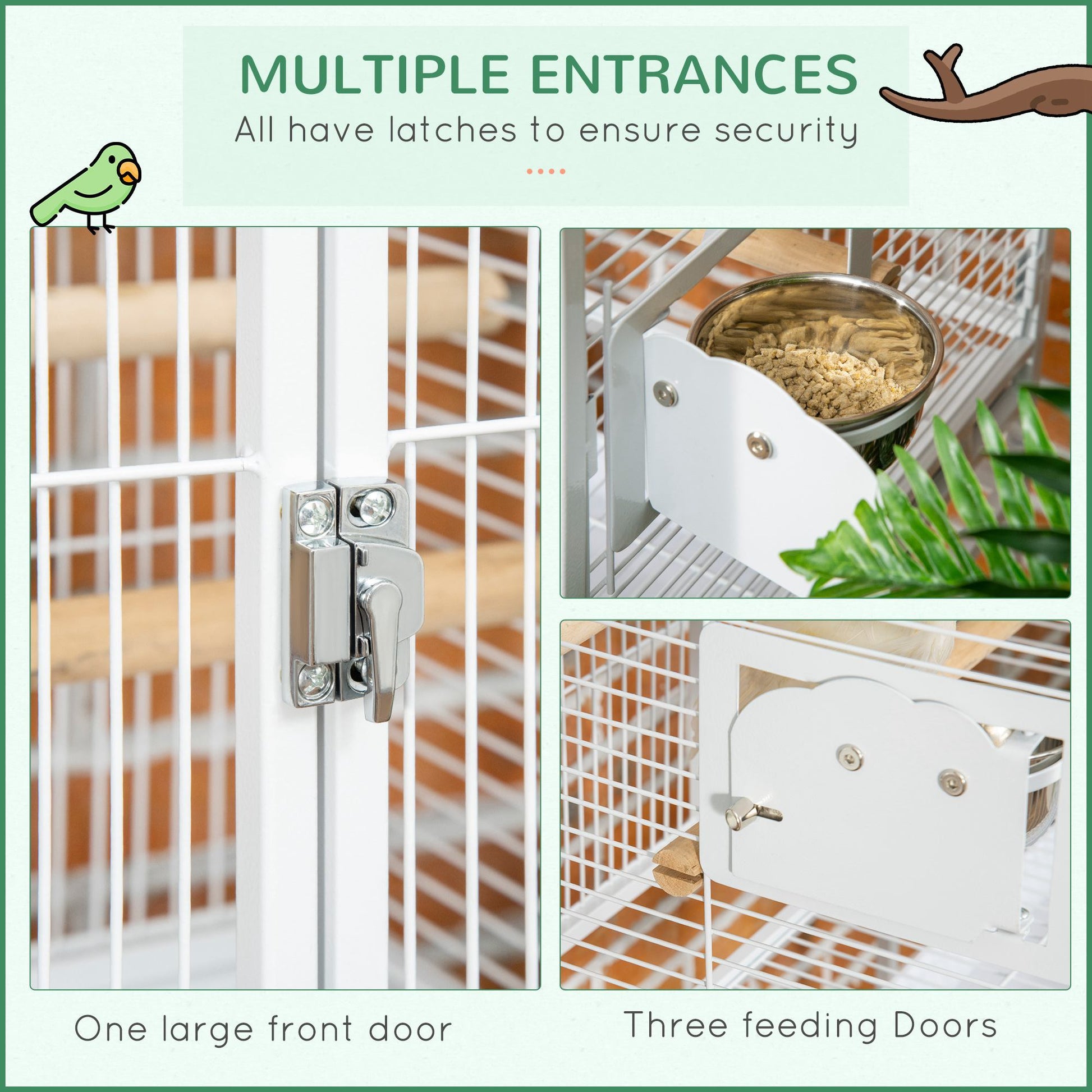 PawHut 55" Large Parrot Cage with Toy Hooks Above Top Bird Perch, Tray, Food Cups, Rolling Stand, Bird Cage for Cockatiels, Parakeets, Lovebirds Giga GNJ Kids Toys Giga https://www.cyberehub.com