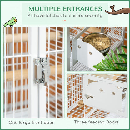 PawHut 55" Large Parrot Cage with Toy Hooks Above Top Bird Perch, Tray, Food Cups, Rolling Stand, Bird Cage for Cockatiels, Parakeets, Lovebirds Giga GNJ Kids Toys Giga https://www.cyberehub.com