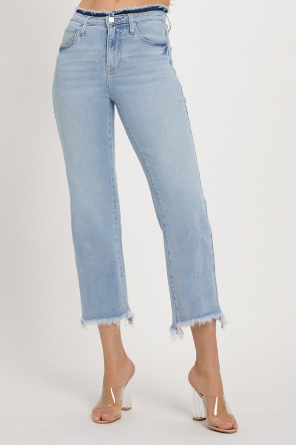 RISEN Full Size High Rise Raw Edge Crop Jeans Bottoms Bottoms Clothing RISEN Ship from USA Women Trendsi https://www.cyberehub.com