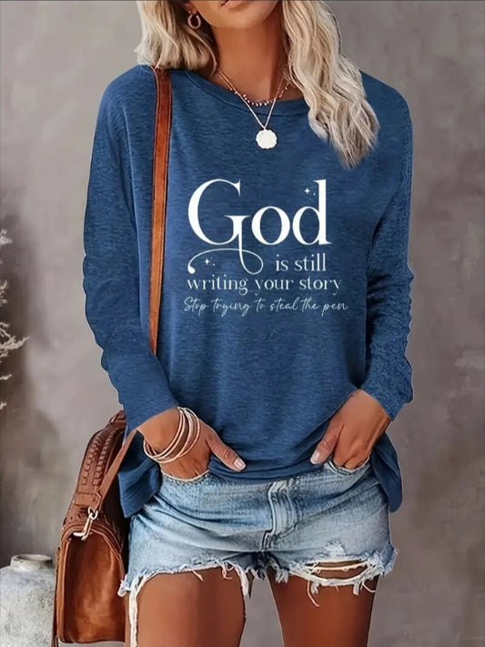 Women's Printed Long Sleeve Hoodless Sweatshirt Apparel/Shirt/Graphic Shirt SNULLO https://www.cyberehub.com