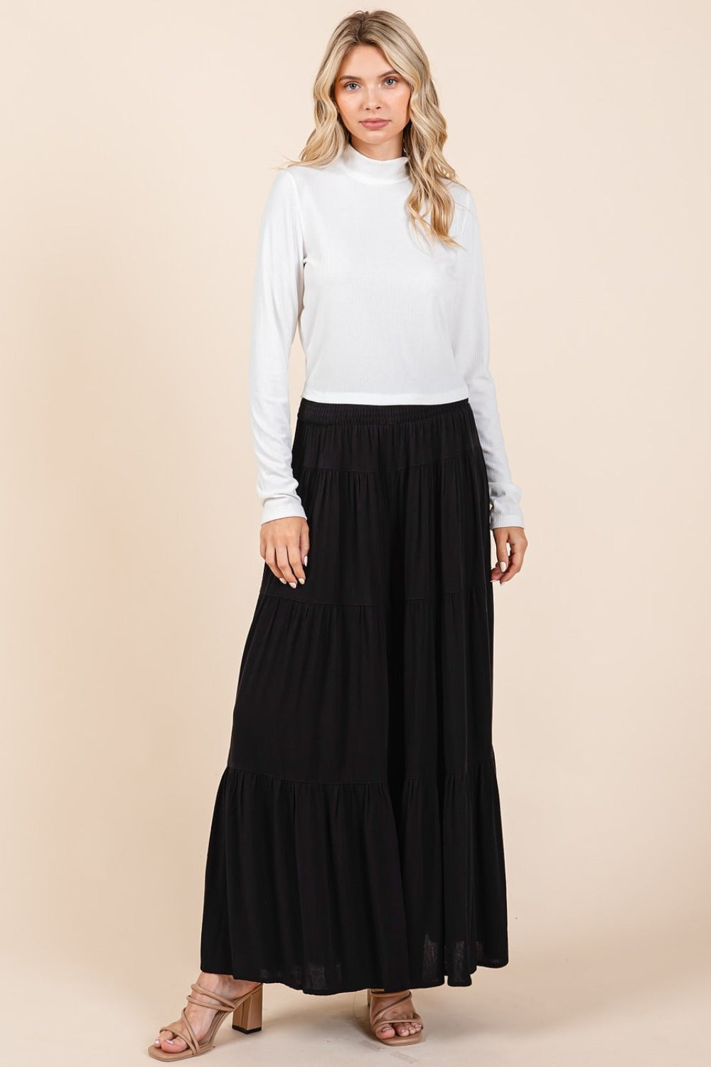 Mittoshop Tier Detail Smocked Elastic Waist Wide Leg Pants Black Bottoms Bottoms Clothing Mittoshop Ship from USA Women Trendsi https://www.cyberehub.com