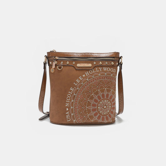 Nicole Lee USA Metallic Stitching Embroidery Inlaid Rhinestone Crossbody Bag Brown One Size Bag Bag Nicole Lee USA Ship from USA Women Trendsi https://www.cyberehub.com