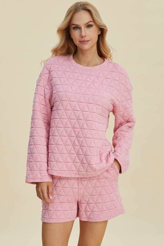 Double Take Full Size Texture Round Neck Long Sleeve Top and Shorts Set Pink Tops/Jackets/Sweaters Clothing Tops Double Take Memorial Day Sale Ship from USA TikTok Trendsi USPS Walmart Trendsi https://www.cyberehub.com