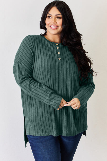 Basic Bae Full Size Ribbed Half Button Long Sleeve High-Low T-Shirt Apparel/Tops Basic Bae Ship from USA TikTok Tops Trendsi USPS Walmart Walmart Apparel Trendsi https://www.cyberehub.com