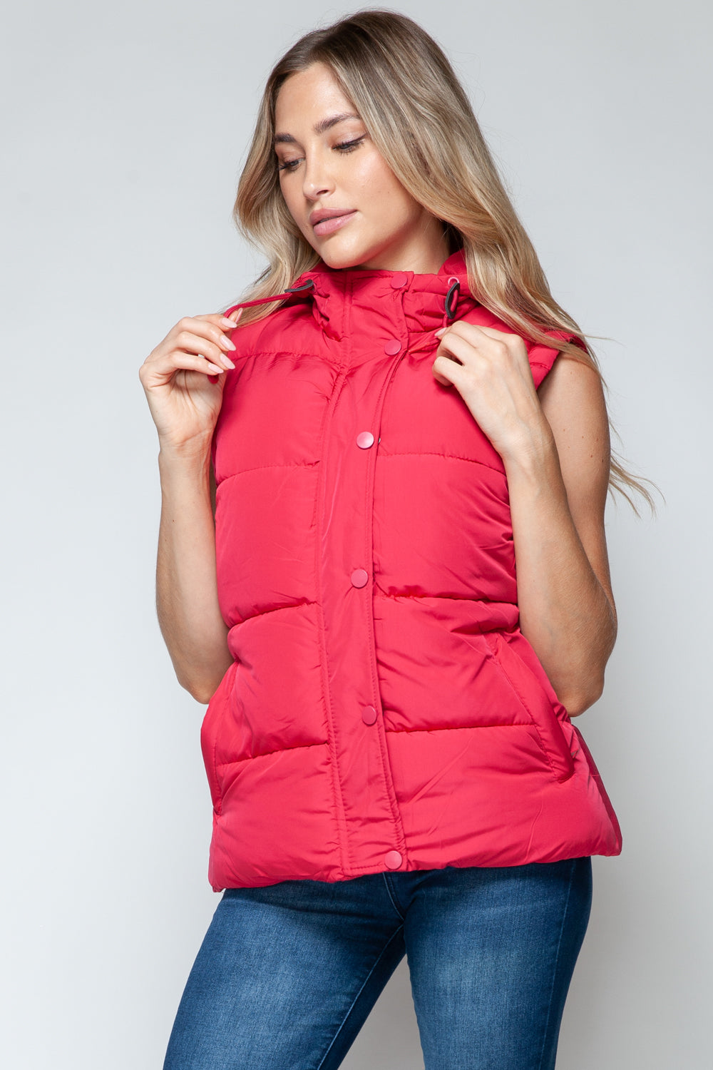 Snobbish Snap and Zip Closure Hooded Vest Shirt Apparel Clothing Tops price-change-job-active Ship from USA Shirts Snobbish USA Women Trendsi https://www.cyberehub.com