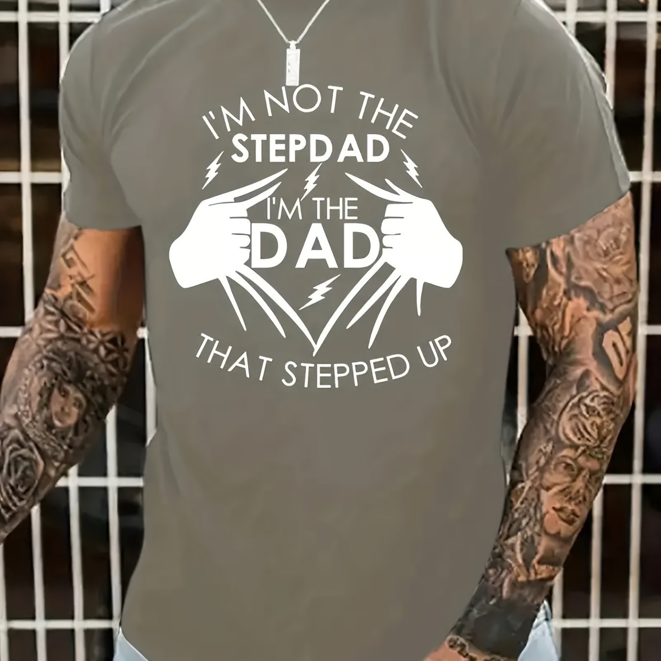 Stand Up Dad Stepfather T-shirt, Men's T-shirt, Summer, Spring, Autumn Casual Short Sleeved T-shirt, Top As Gifts Graphite color Apparel/Shirt/Graphic Shirt SNULLO https://www.cyberehub.com