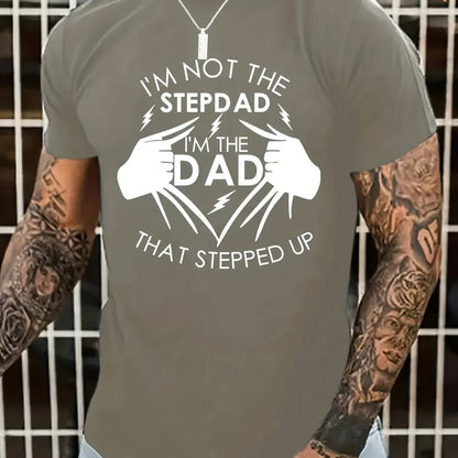 Stand Up Dad Stepfather T-shirt, Men's T-shirt, Summer, Spring, Autumn Casual Short Sleeved T-shirt, Top As Gifts Graphite color Apparel/Shirt/Graphic Shirt SNULLO https://www.cyberehub.com