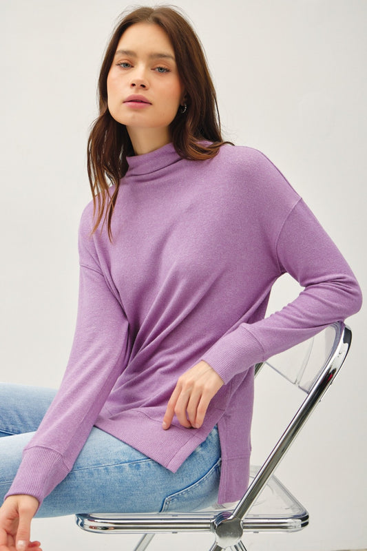 Be Cool Side Slit Mock Neck Long Sleeve Tunic Top Grape Apparel/Tops BE COOL Ship from USA TikTok Tops Trendsi USPS Walmart Walmart Apparel Trendsi https://www.cyberehub.com