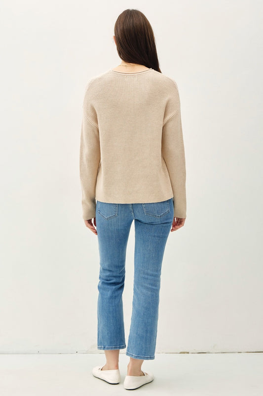 Be Cool Round Neck Long Sleeve Sweater Tops/Jackets/Sweaters BE COOL Clothing Tops Ship from USA TikTok Trendsi USPS Walmart Trendsi https://www.cyberehub.com