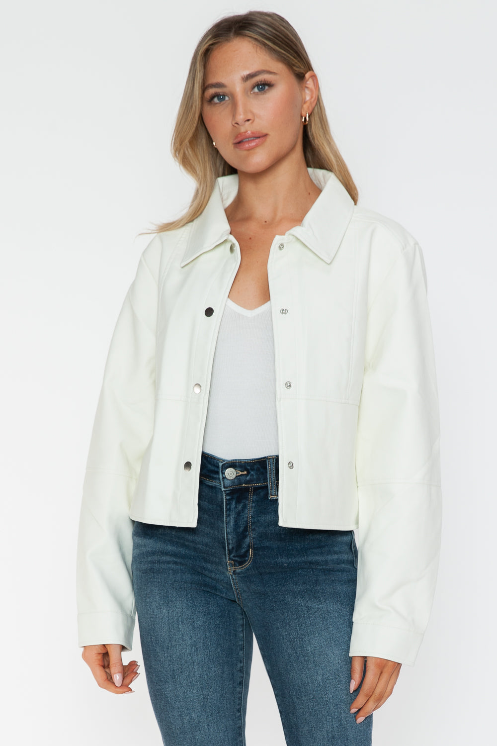 Snobbish Snap Down Long Sleeve PU Leather Jacket Tops/Jackets/Sweaters Clothing Tops Ship from USA Snobbish TikTok Trendsi USPS Walmart Trendsi https://www.cyberehub.com