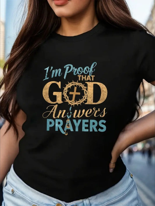 Women's Comfit T-Shirt - Inspirational God Answers Prayers Graphic Tee For Faithful Ladies Apparel/Shirt/Graphic Shirt SNULLO https://www.cyberehub.com