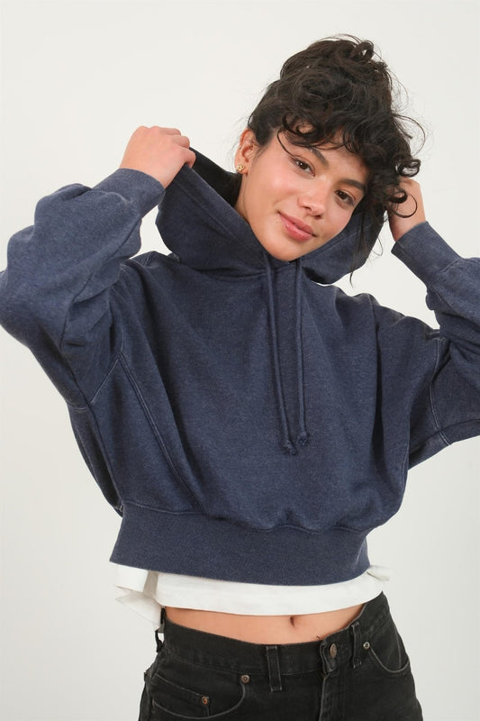 HYFVE Drop Shoulder Cropped Hoodie Dark Night Tops/Jackets/Sweaters Clothing Tops HYFVE Ship from USA TikTok Trendsi USPS Walmart Trendsi https://www.cyberehub.com