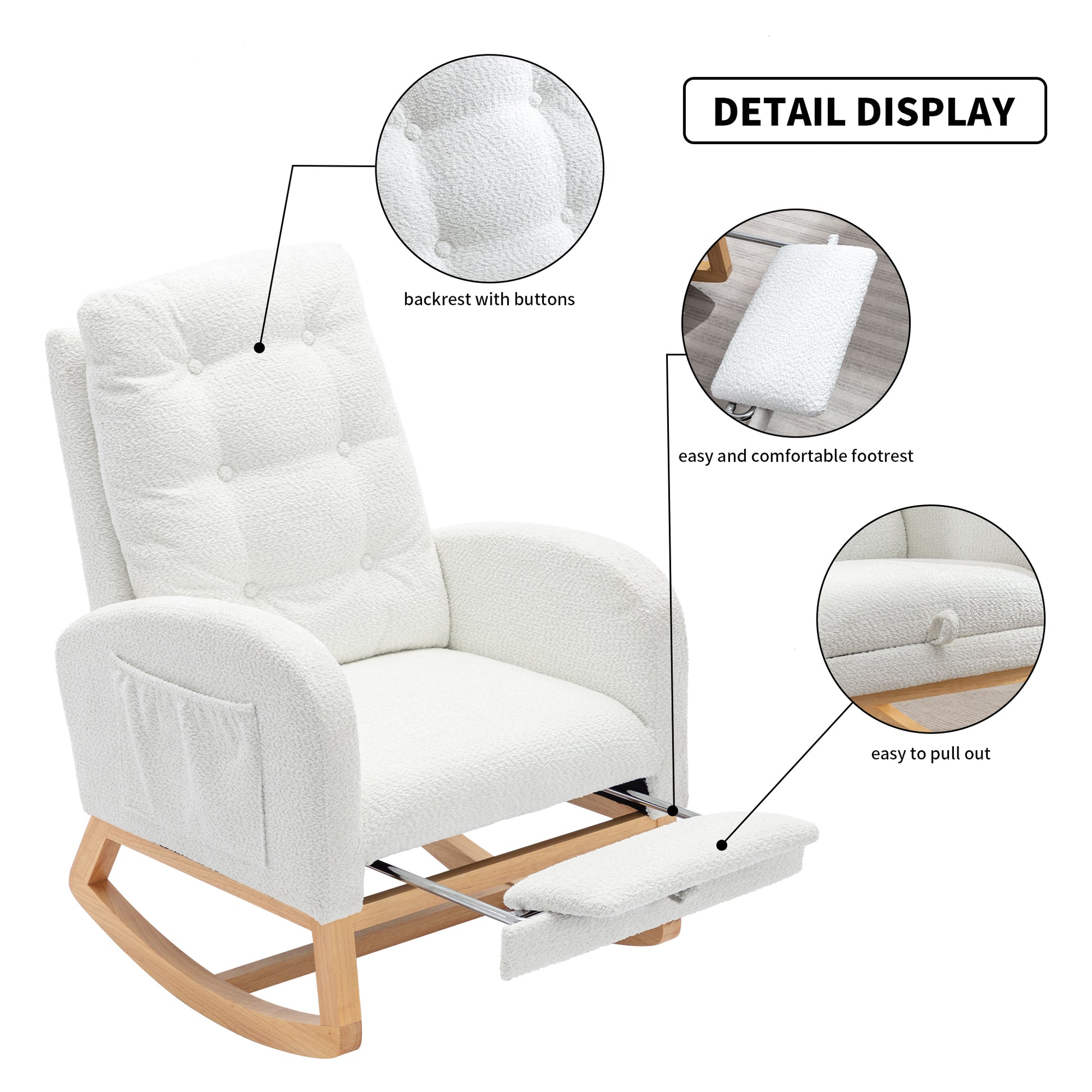 Accent Rocking Chair with Footrest High Back Rubber Wood Rocking Legs Bedroom Living Space 26.77D X 38.36W X 39.76H Inch Giga GNJ Home Home & Garden Walmart Giga https://www.cyberehub.com